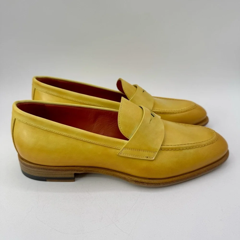 Santoni Famed Penny Loafers Women's Size 8 EU 38 Yellow‎ Ombre Italian Leather